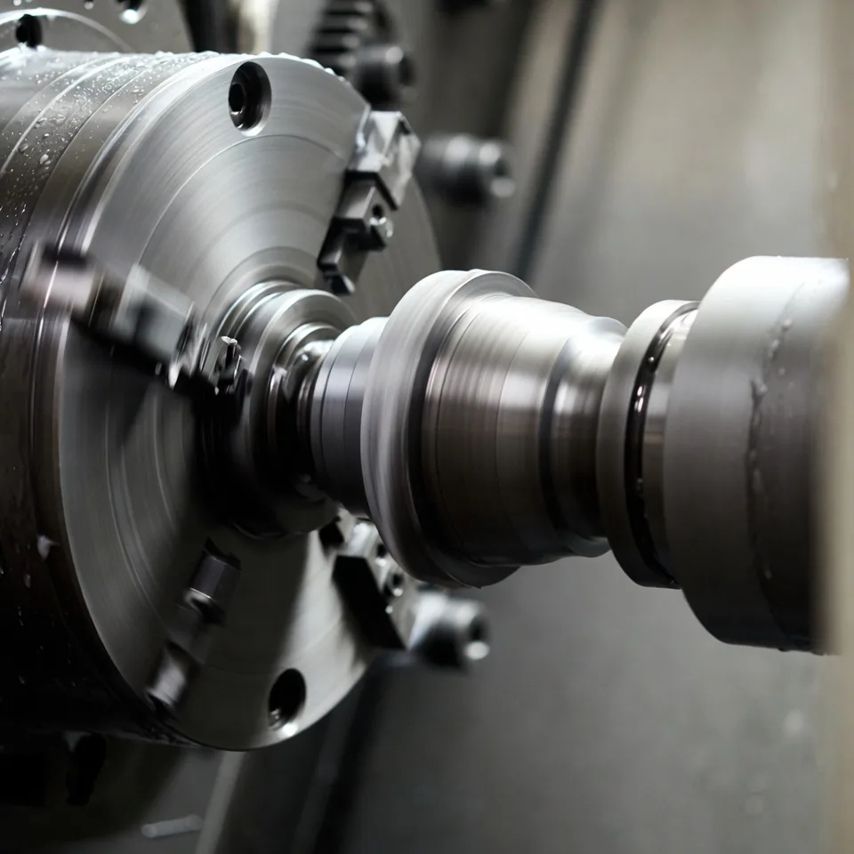 CNC-Drehen eines Stahlwerkstücks im Spannfutter