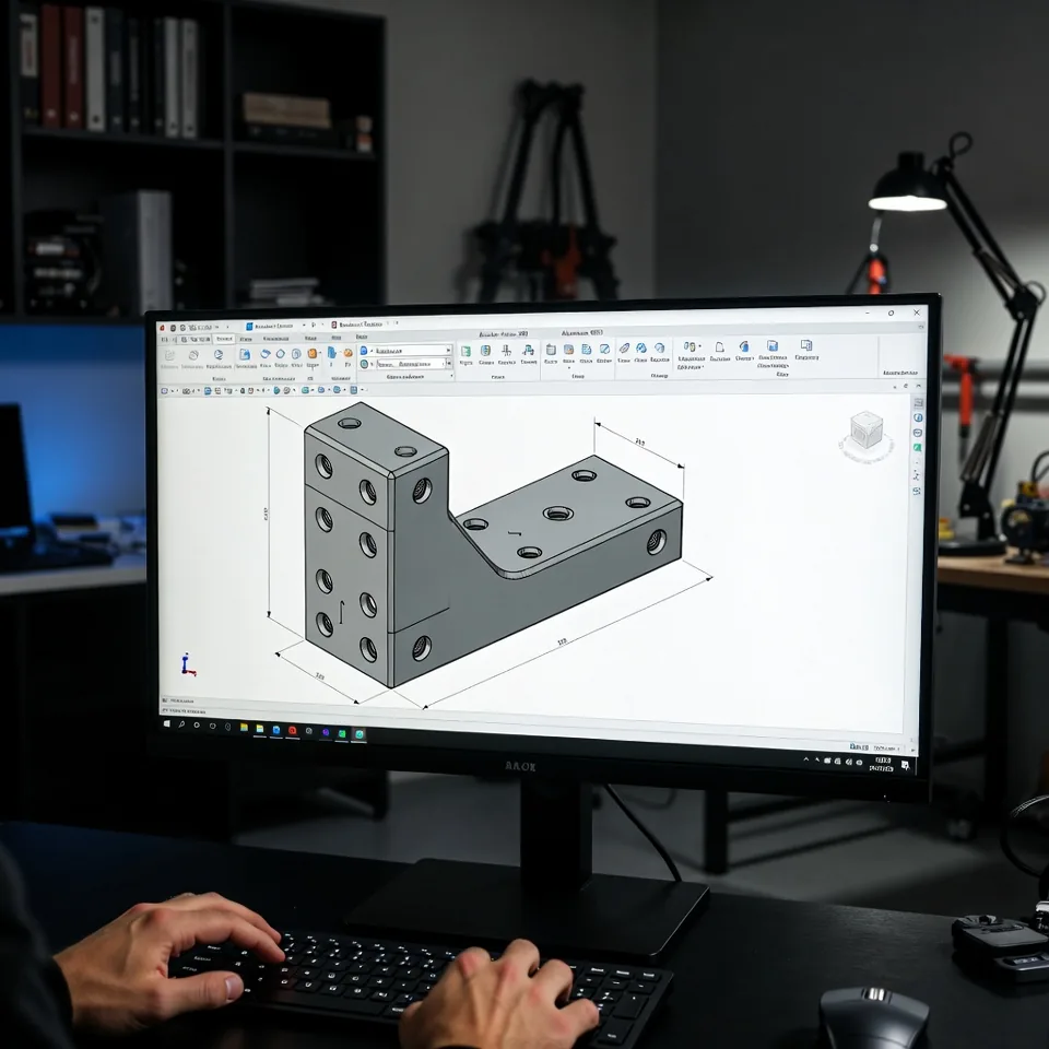 3D-CAD-Konstruktion eines Bauteils am Bildschirm bei RoTronik